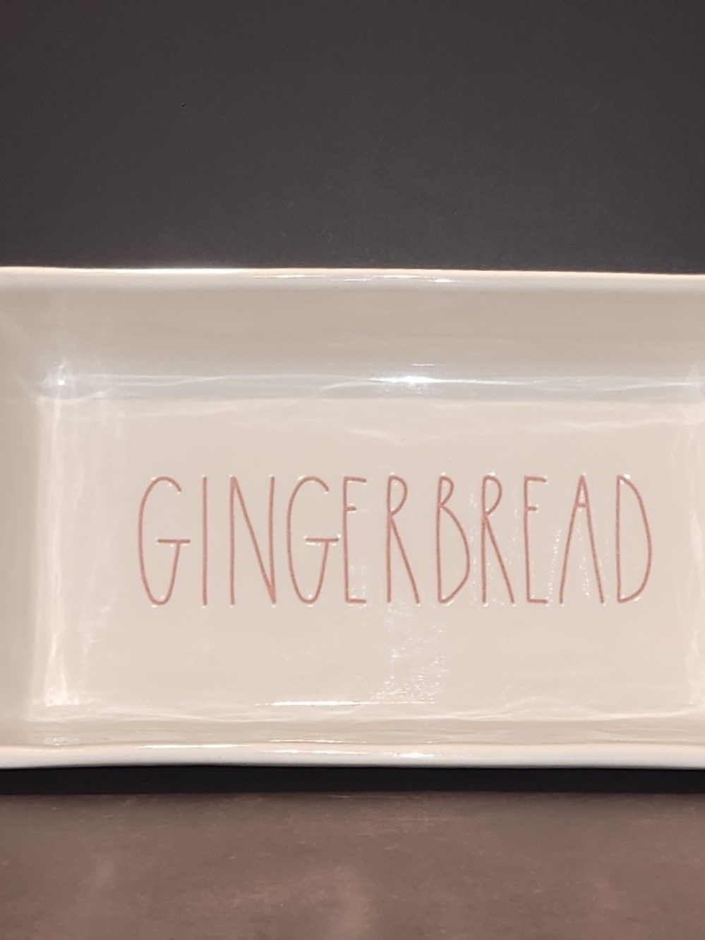 Rae Dunn GINGERBREAD Holiday Ceramic Loaf Pan Baking Dish 9x5